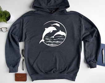 Dolphin Lover Hoodie, Sea Mammal Sweatshirt