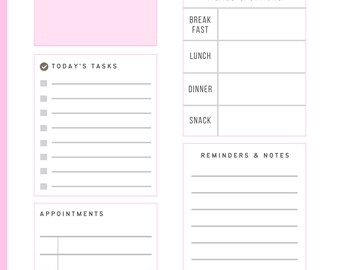 Pink & White Letter Size Printable  Daily| Weekly | Monthly Planner