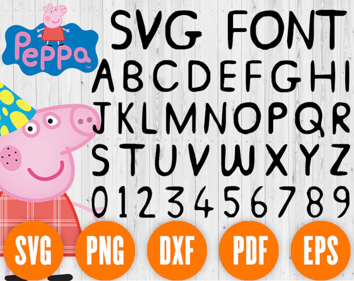Peppa Pig Font SVG Peppa Pig Alphabet Peppa Pig Letters Etsy