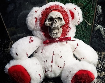 Spooky Skull Teddy Bear, Gothic Valentine's Gift