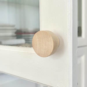 2 boutons en bois pour armoire et meuble - Poignées de tiroir en bois - Boutons d’armoires ronds en bois massif pour placard et penderie