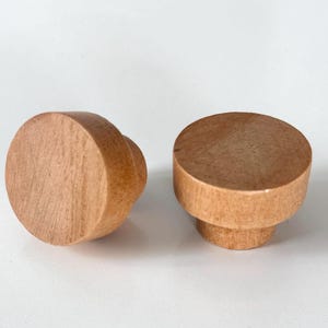 6 Antique Wooden Drawer Knobs - Decorative Round Handles for Dresser - Hand-Stained Maple Wood Furniture Accessories