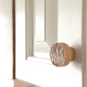 2 Solid Wood Cabinet Handles - Zebra Print Wooden Accessories - Modern Drawer Knobs for Dresser and Cupboard