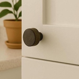 2 Solid Wood Cabinet Knobs - Cocoa Color - Modern Knobs for Drawers and Dressers