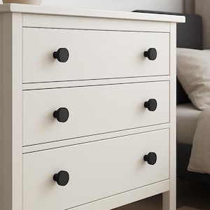 Lot de 6 boutons noirs pour portes et armoires - Boutons de meuble en bois noir - Quincaillerie moderne en bois pour cuisine