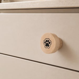 2 Decorative Drawer Knobs for Pet Food Cabinet - Wooden Furniture Accessories for Cat and Dog Lovers