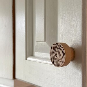 2 Solid Wood Cabinet Handles - Zebra Print Wooden Accessories - Modern Drawer Knobs for Dresser and Cupboard