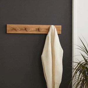 Wooden Wall Hook - Wooden Bathroom Rack - Natural Wood Storage Accessory for Entryway