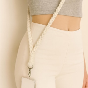 Macrame phone strap strap - White macrame mobile phone strap - Macrame accessory for phone case