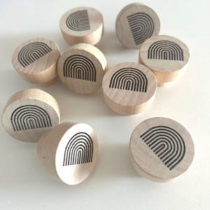 2 drawer knobs with rainbow pattern - Minimalist wooden cabinet handles - Bohemian accessories for a child's room image 7