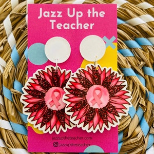 Breast Cancer - Flower/ Pink Ribbon Dangles