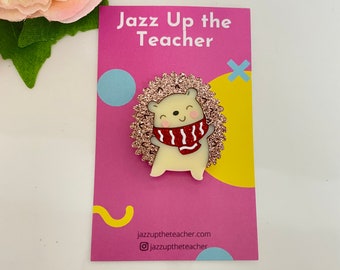 Fun, Novelty Teacher Accessories - Hedgehog Brooch