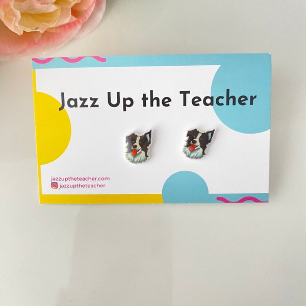 Fun, Novelty Teacher Earrings - Border Collie Studs