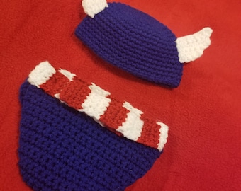 Newborn Captain America crochet photo prop costume