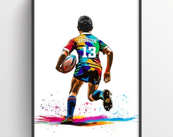 Personalised Rugby Player Gift | Rugby Gifts for Boys | Wall Art For Rugby Fans | Rugby Bedroom Art | Rugby Poster | Easter Gift