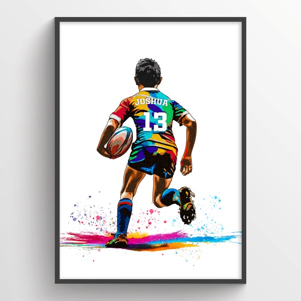 Cadeau personnalisé pour joueur de rugby | Cadeaux rugby pour garçons | Art mural pour les fans de rugby | Décoration de chambre rugby | affiche de rugby | Cadeau de Pâques