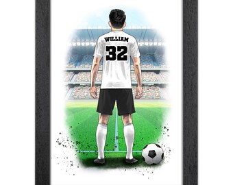 Personalised Football Gift for Men | Giclée Art Print | Custom Football Portrait