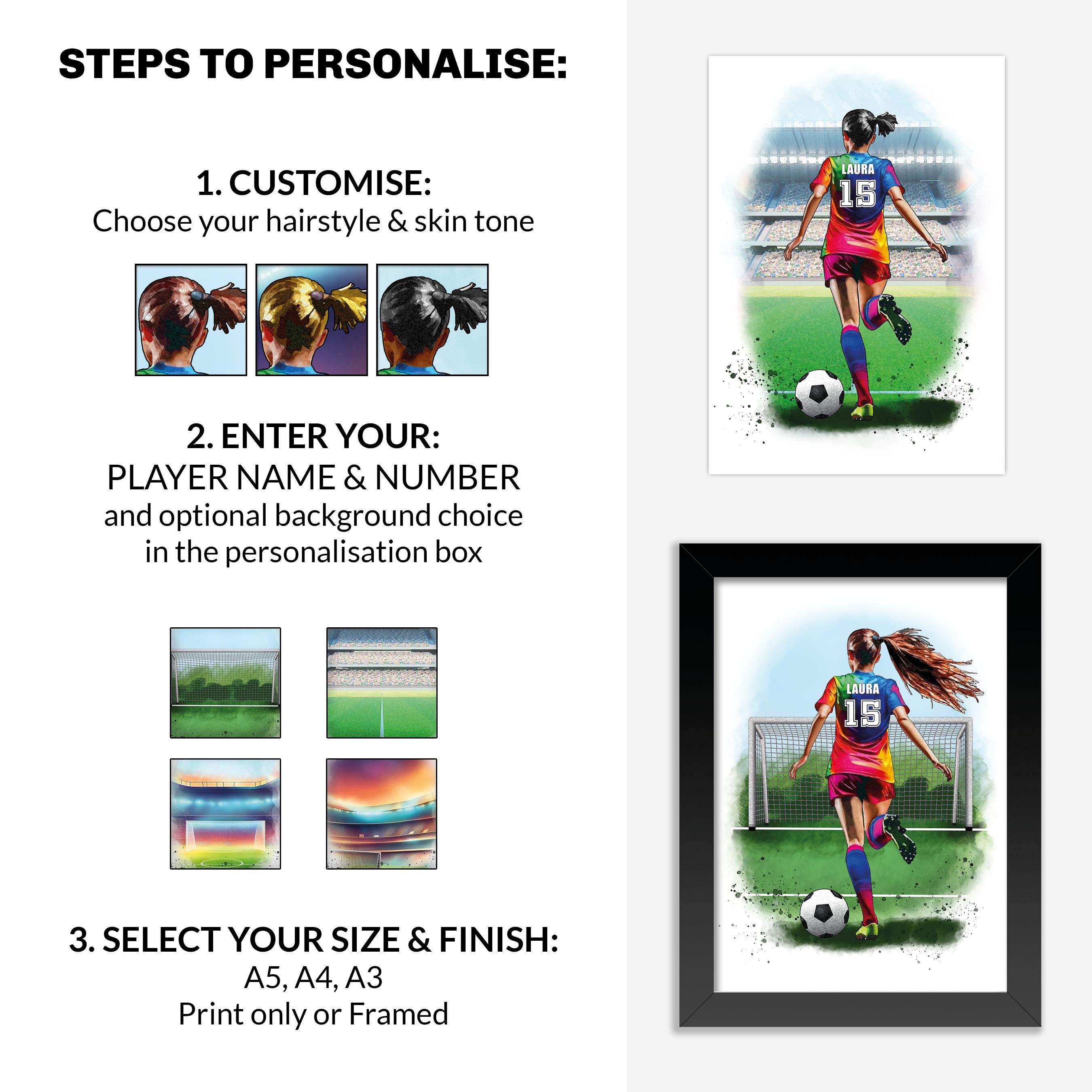 Personalised Football Player Gift for Girls | Girls Soccer Player | Football Gifts for Girls | Personalised Soccer | Girls Football