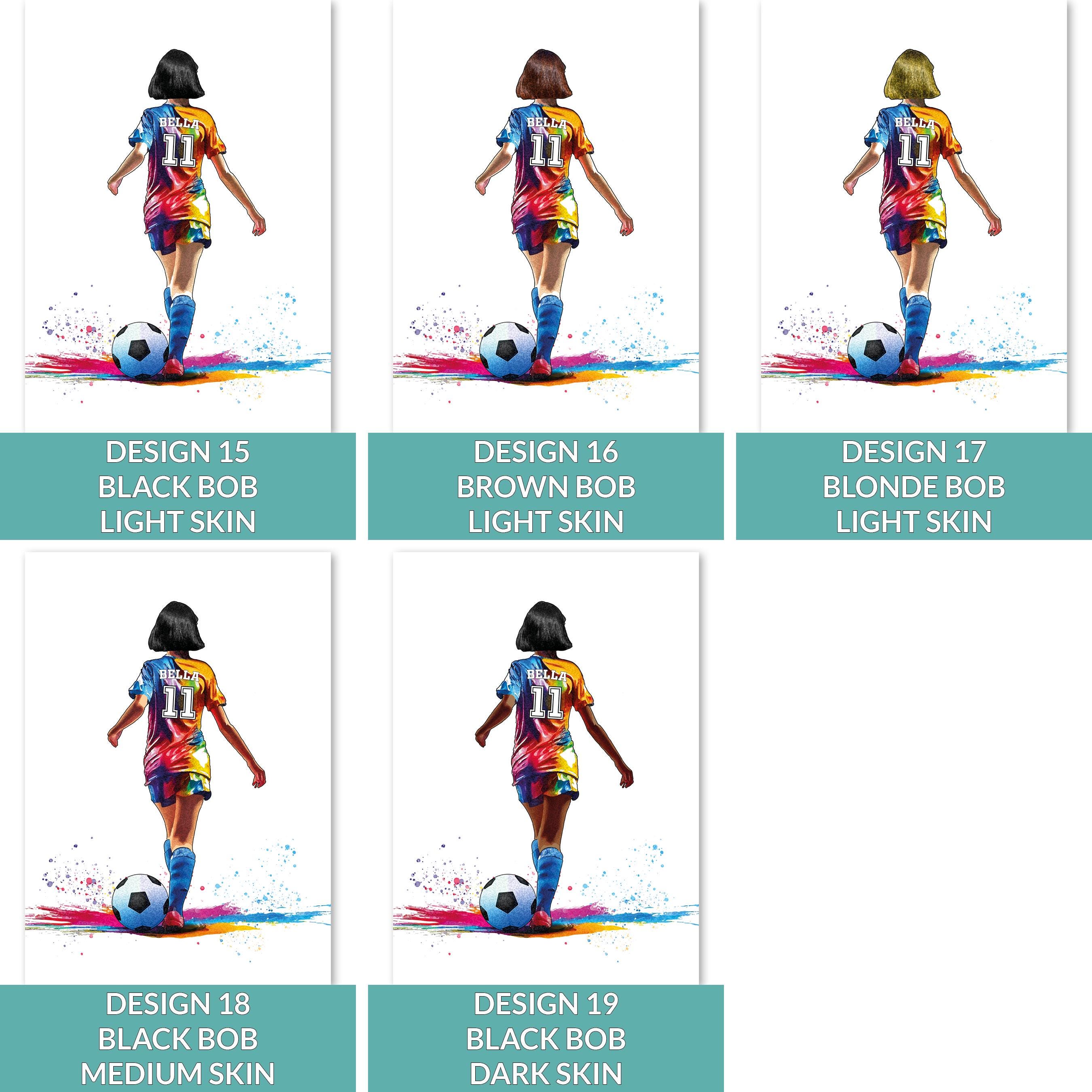 Girls Football Gifts | Personalised Soccer Player | Womens Football Art Print | Personalised Football Gift For Girls | Female Footballer