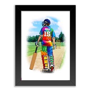 Jugador de críquet personalizado / Regalos de críquet para niños / Póster de críquet / Arte de críquet / Regalo de jugador de críquet personalizado / Cumpleaños de críquet