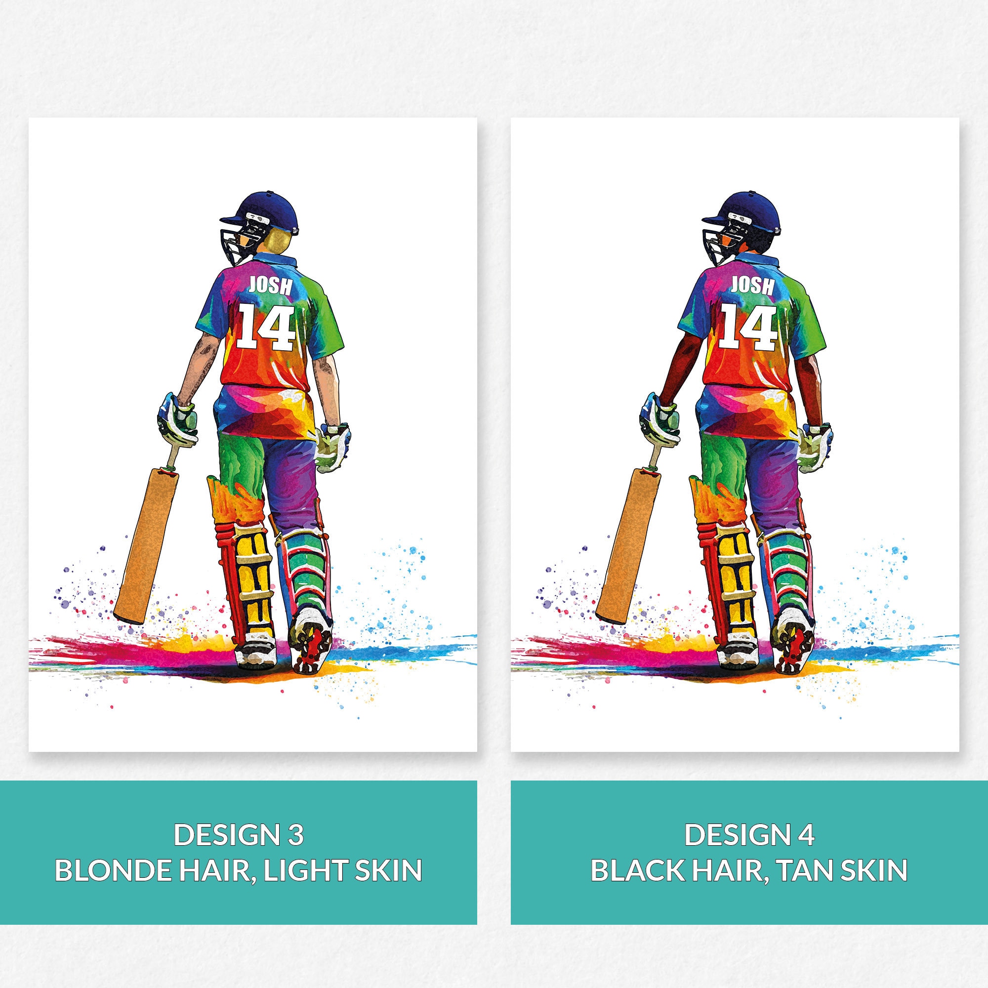 Personalised Cricket Player | Cricket Gifts for Boys | Boy Cricket Poster | Cricket Wall Art | Personalised Cricket Player Gift