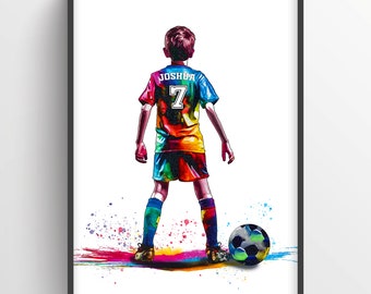 Cadeau personnalisé pour joueur de football | Cadeaux de football pour garçons | affiche de football de garçon | Art mural fan de football | Cadeau football | Cadeau de Pâques