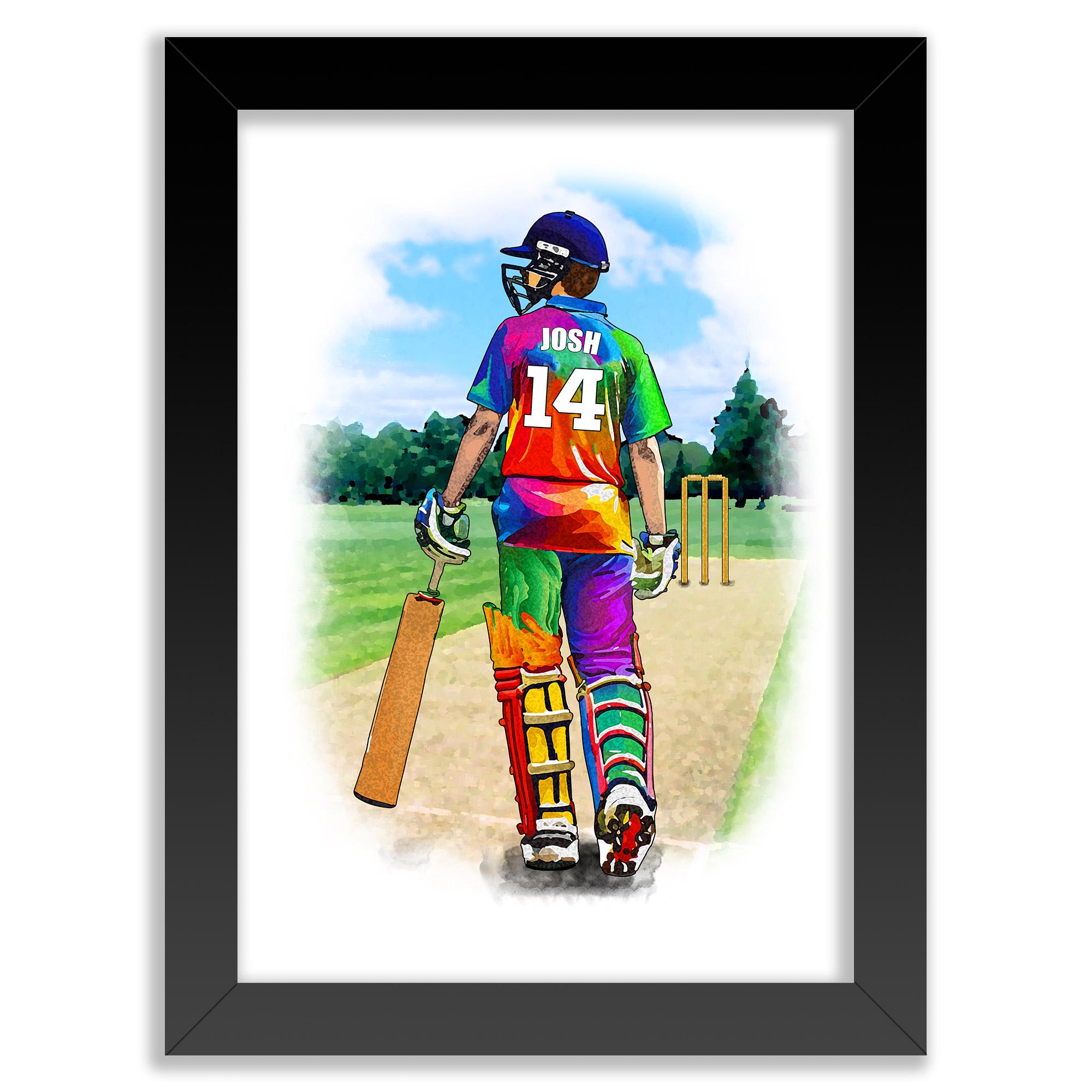 Personalised Cricket Player | Cricket Gifts for Boys | Boy Cricket Poster | Cricket Wall Art | Personalised Cricket Player Gift