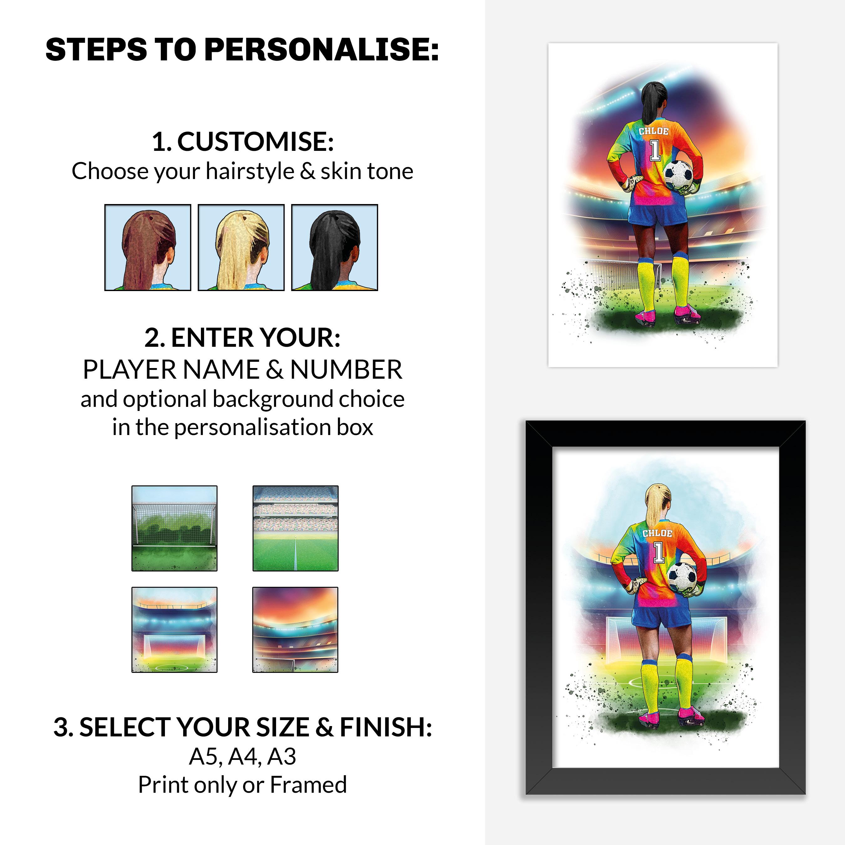 Personalised Girl Goalkeeper Gift | Football Gifts for Girls | Goalie Gift | Goalkeeper Gift | Soccer Gift | Football Birthday Gift