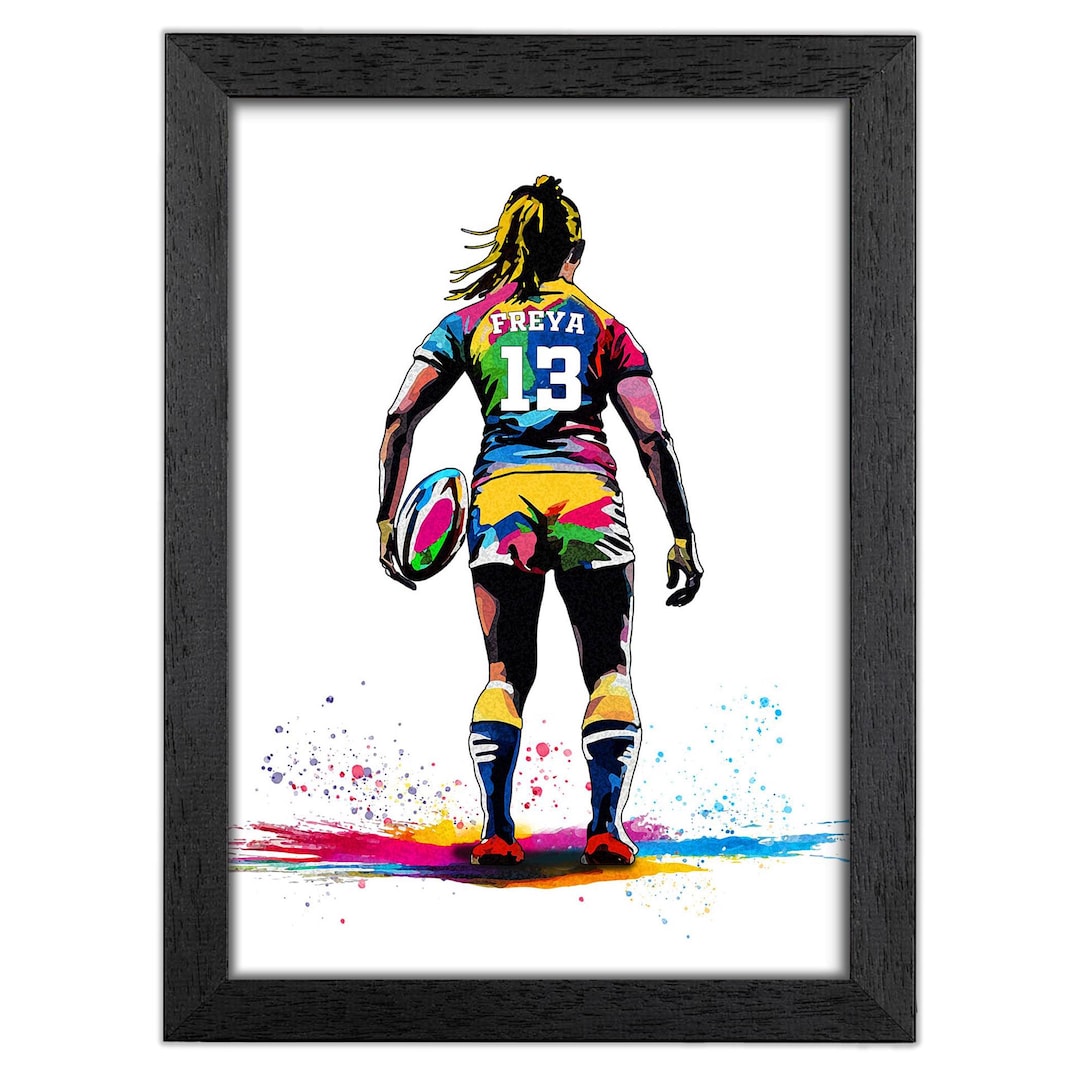 Personalised Rugby Gift for Girls | Giclée Art Print | Custom Women's ...