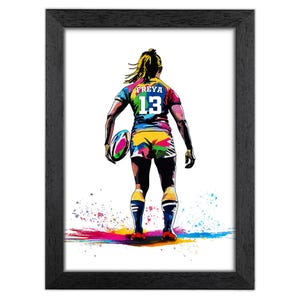 Personalised Rugby Gift for Girls | Giclée Art Print | Custom Women's Rugby Portrait