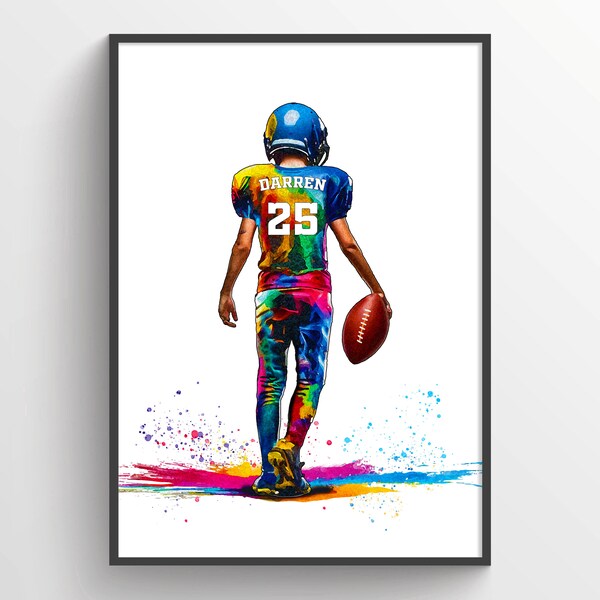 Personalised American Football Player Gift | Football Gifts for Boys | Boys Football Poster | Football Fan Wall Art | Easter Gift