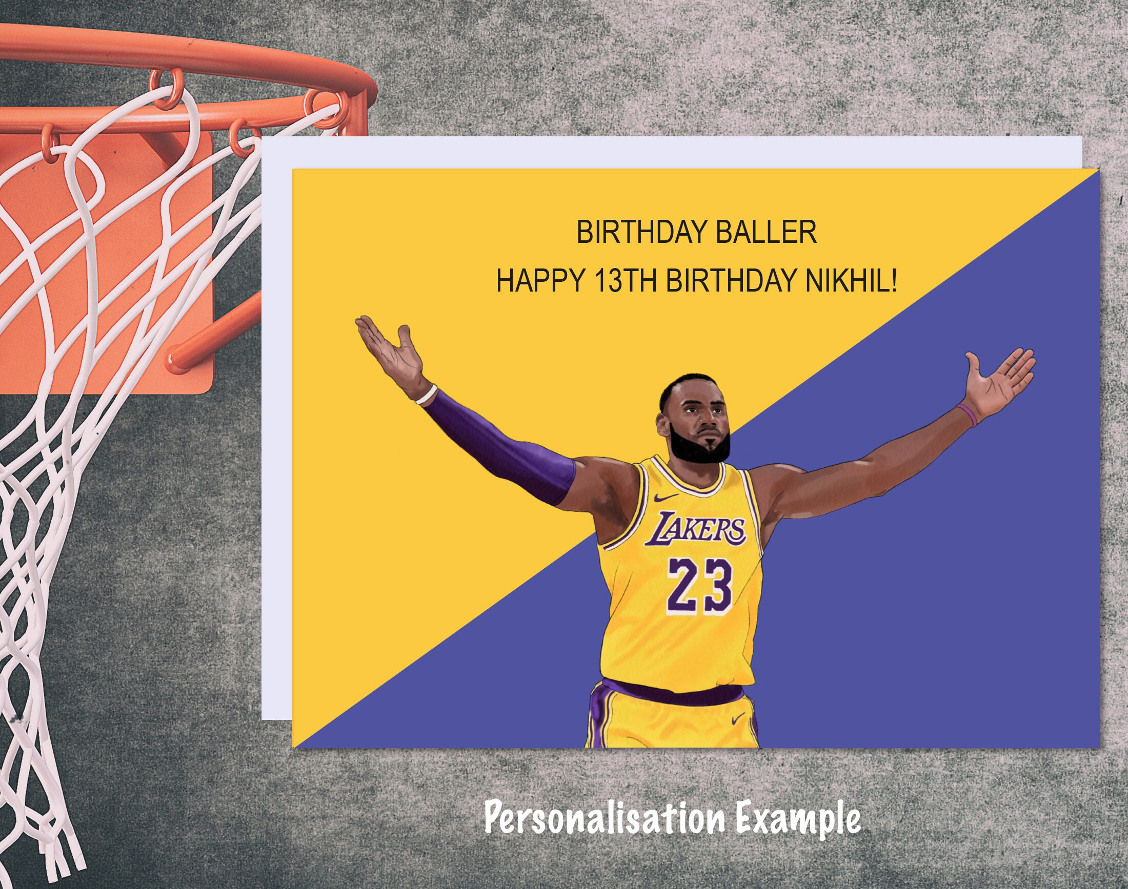 Basketball Birthday Card Lebron James Card Lakers Card Personalised