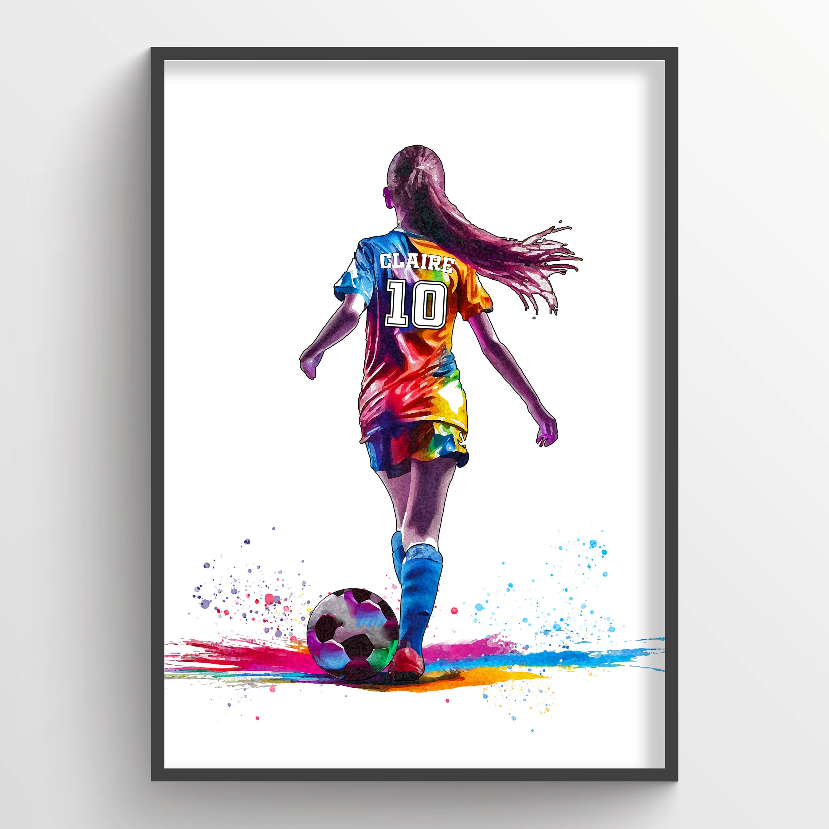 Calcomanía de vinilo para pared de futbolista de fútbol niña, silueta  deportiva, niña, jugando pateador, silueta de fútbol, decoración del hogar  para