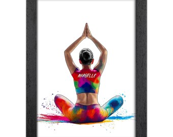 Personalised Yoga Gift for Women | Giclée Art Print | Custom Yoga Portrait