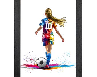 Personalised Football Gifts for Girls Wall Art Poster Print