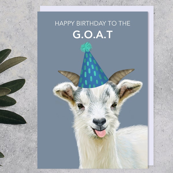 Goat Birthday Card | Greatest Of All Time | Card for Him | Card for Uncle | Card for Brother | Handmade A5 Card | G.O.A.T | Card for Nephew