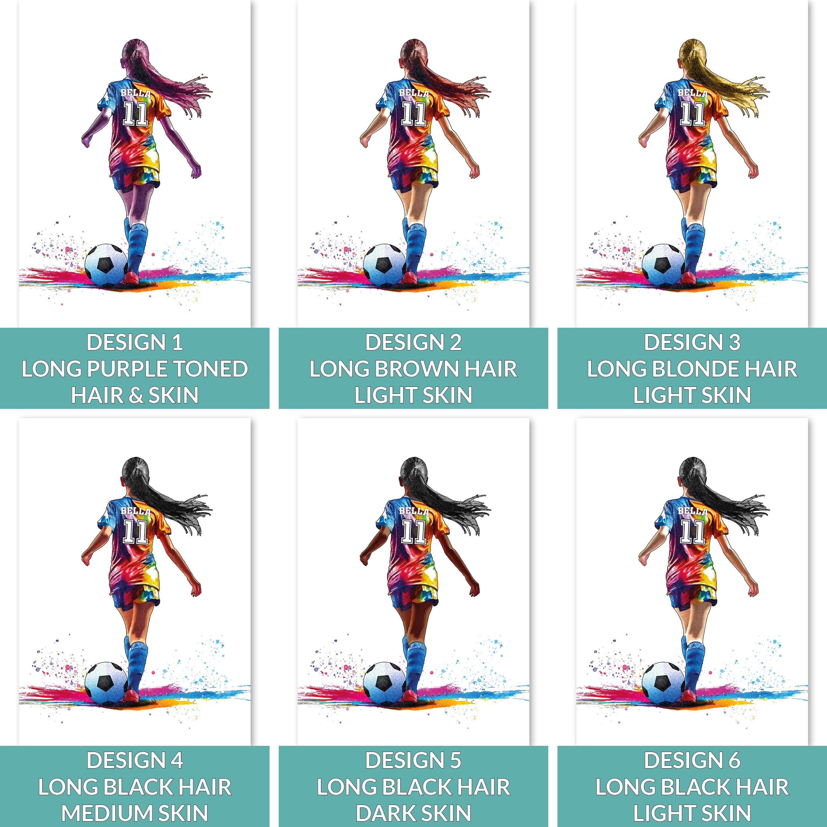 Girls Football Gifts | Personalised Soccer Player | Womens Football Art Print | Personalised Football Gift For Girls | Female Footballer