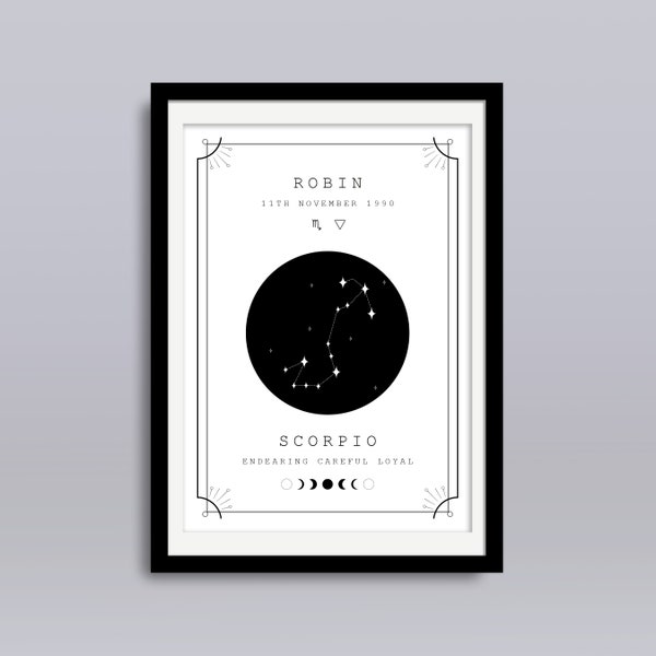 Personalised Scorpio Print | Constellation Print | Star Sign Print | Zodiac Print | Birthday Gift | Scorpio Gift | Scorpio Poster