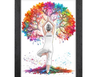Personalised Yoga Gift for Women | Giclée Art Print | Custom Yoga Portrait