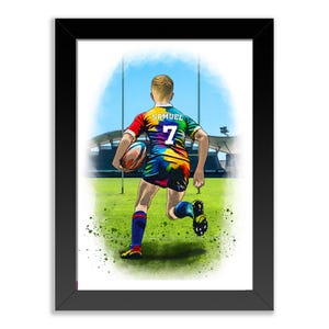 Presente personalizado para jogador de rúgbi | Presentes de rúgbi para meninos | Arte de parede de rúgbi | Arte de quarto de rúgbi | Pôster de rúgbi | Presente de aniversário de rúgbi