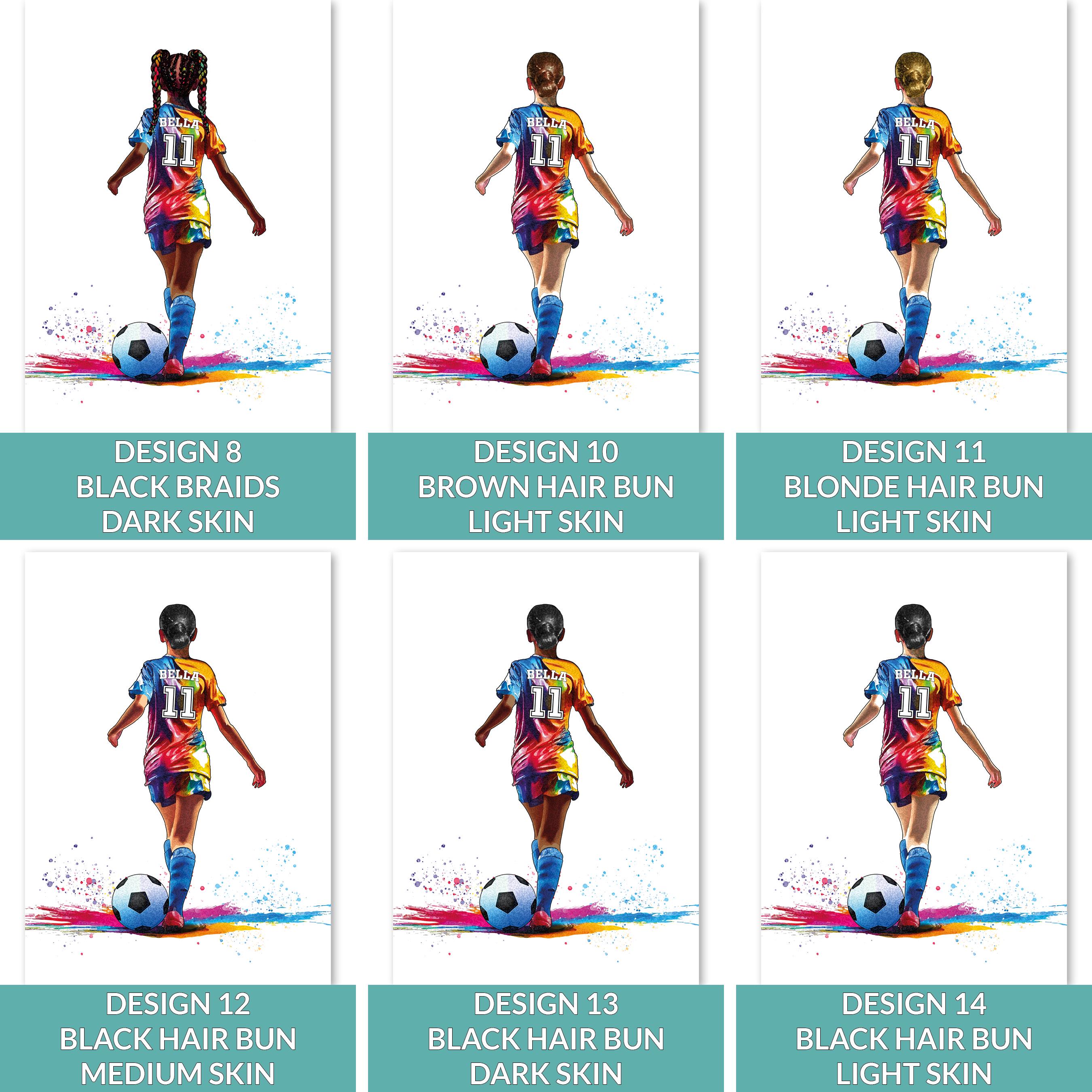 Girls Football Gifts | Personalised Soccer Player | Womens Football Art Print | Personalised Football Gift For Girls | Female Footballer