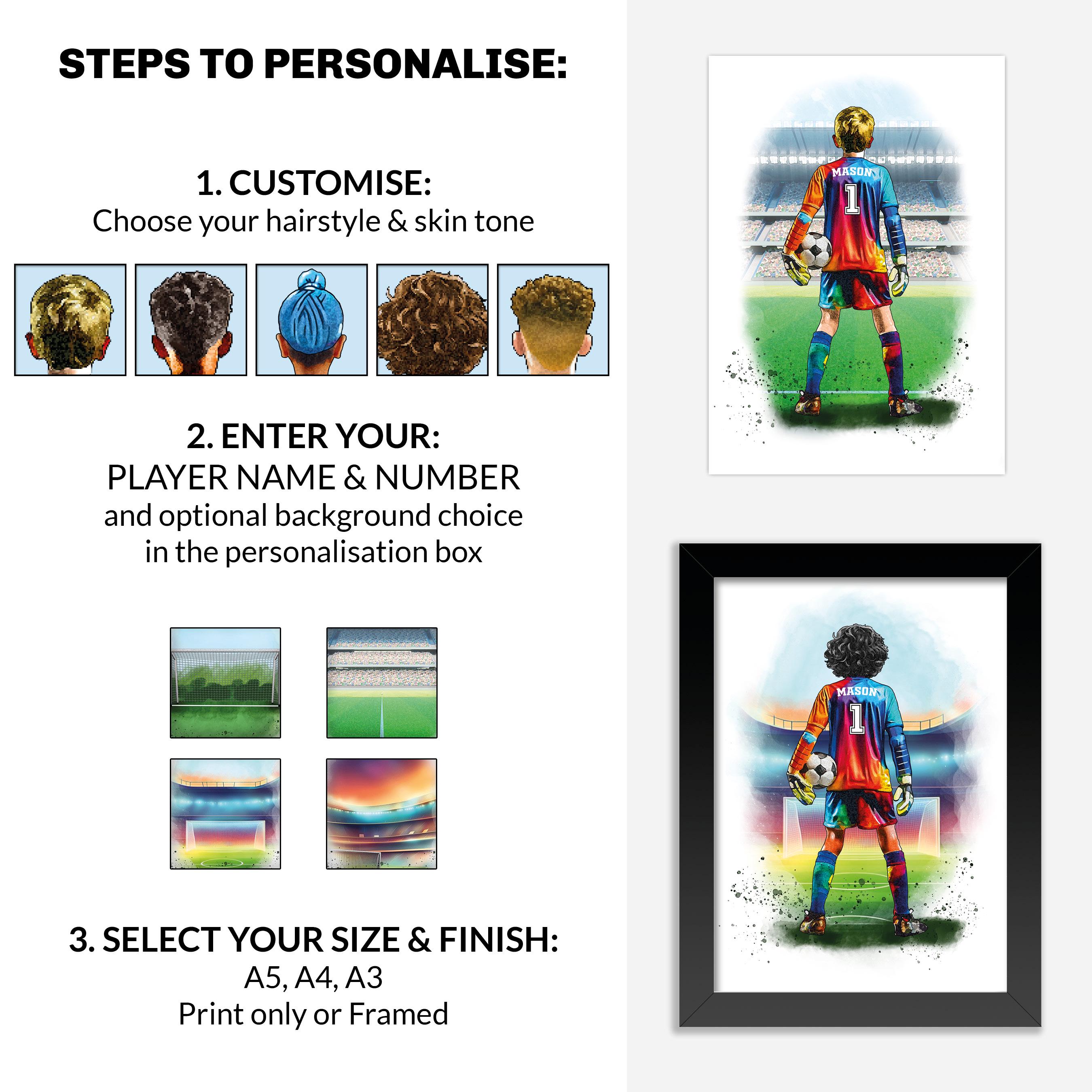 Personalised Goalkeeper Gift | Football Gifts for Boys | Goalie Print | Goalkeeper Gift | Soccer Gift | Football Birthday Gift