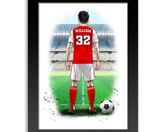 Regalo personalizado del Arsenal para hombre / Impresión artística Giclée / Retrato personalizado