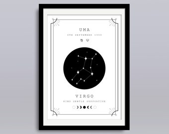 Personalised Virgo Print | Constellation Print | Star Sign Print | Zodiac Print | Birthday Gift | Virgo Gift | Virgo Poster