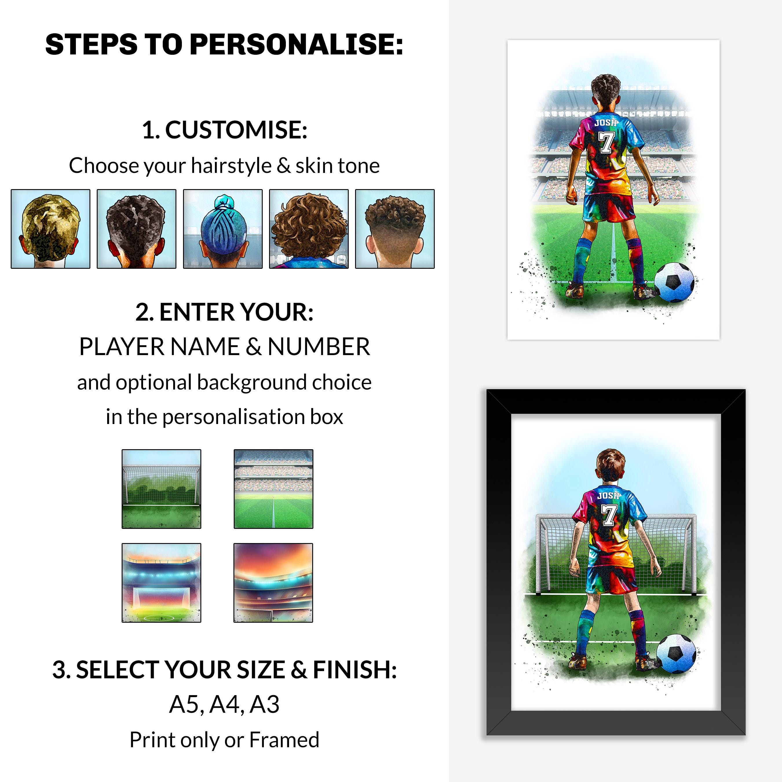 Personalised Football Player Gift | Football Gifts for Boys | Boy Football Poster | Football Wall Art | Soccer Gift | Birthday Gift
