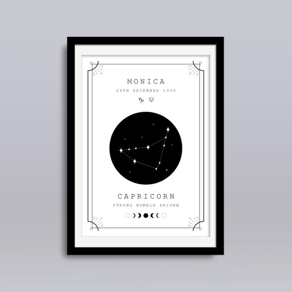 Personalised Capricorn Print | Constellation Print | Star Sign Print | Zodiac Print | Birthday Gift | Capricorn Gift | Capricorn Poster