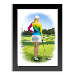 Personalised Golf Gifts for Women | Female Golfer | Female Golf Poster | Golf Gift | Mother&#39;s Day Gift | Golf Gifts for Mum | Womens Golf