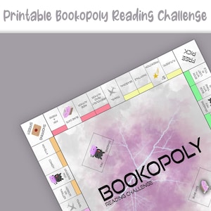 Modello Monopoli personalizzato, edizione sfida di lettura Bookopoly, sfida stampabile, download digitale, sfida di lettura divertente, pronto per la stampa