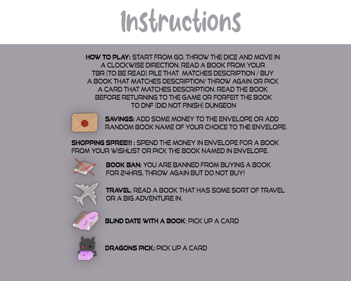 Custom Bookopoly Reading Challenge: Printable Board Game (digital ...