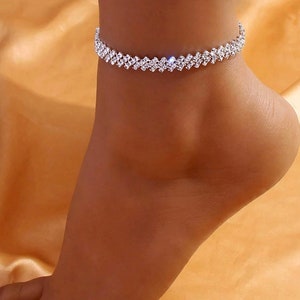 Tennis Women's Anklet, Crystal Anklet, Foot Bracelet, Minimalist Handmade Jewelry
